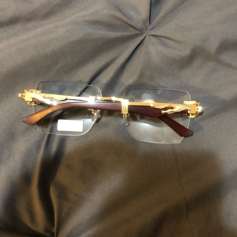 Luxury Gold and Brown Rimless Glasses